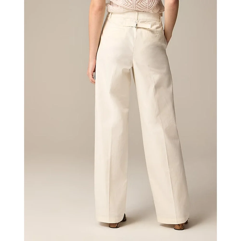 NWT J. Crew Full Length Wide Leg Trouser in Cotton Blend Pink 6P - Picture 4 of 7